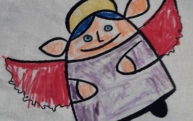 Torba ekologiczna z Aniołkiem wykonana podczas warsztat&oacute;w
