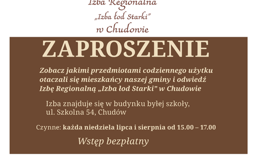 Zdjęcie do Zapraszamy do Izby Regionalnej &bdquo;Izba łod Starki&rdquo; w Chudowie